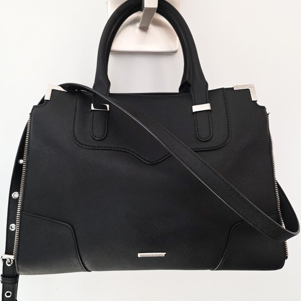 Rebecca Minkoff Amorous Satchel With Adjustable Cross-body – Black Leather – EUC